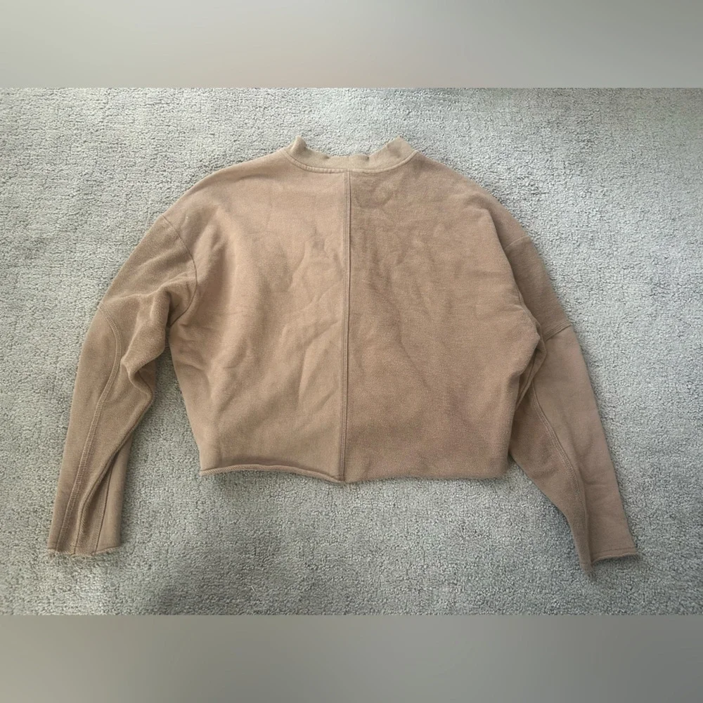 Gilded Intent Tan Cropped Cardigan Sweater | XS | Button Front Neutral Cozy Top